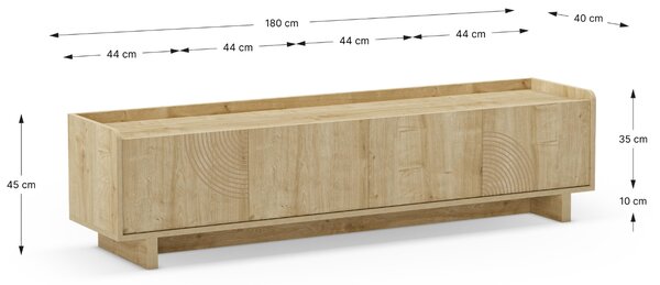 Marckeric TV stolek Daira 180 x 40 cm s dubovým dekorem