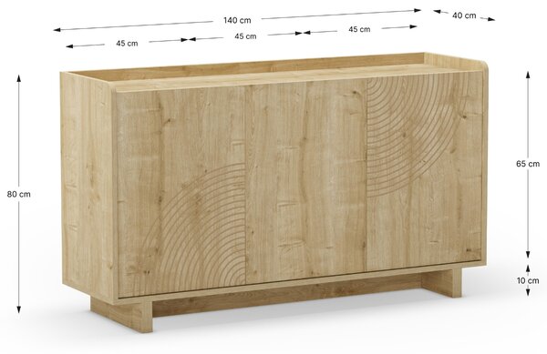 Marckeric Komoda Daira 140 x 40 cm s dubovým dekorem