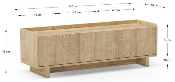 Marckeric TV stolek Daira 140 x 40 cm s dubovým dekorem