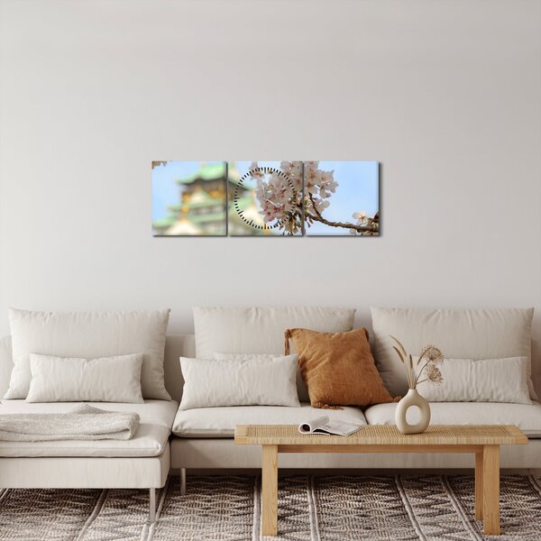 Obraz - Sakura (s hodinami) (90x30 cm)