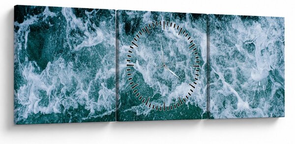 Obraz - Vlny oceánu (s hodinami) (90x30 cm)