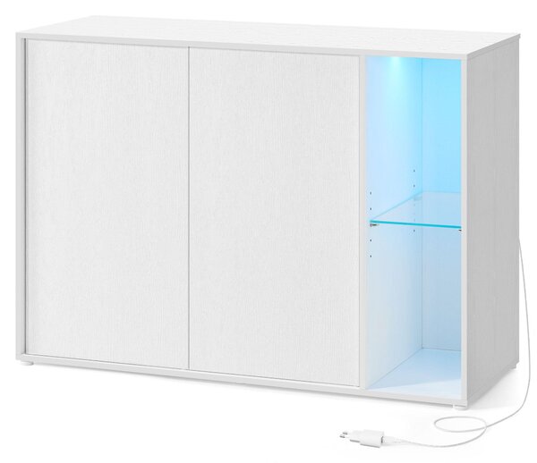 SONGMICS HOME Superrychlá montáž bez použití nářadí, příborník s osvětlením, úložná skříňka, TV skříňka, skleněná police, beznástrojová technologie