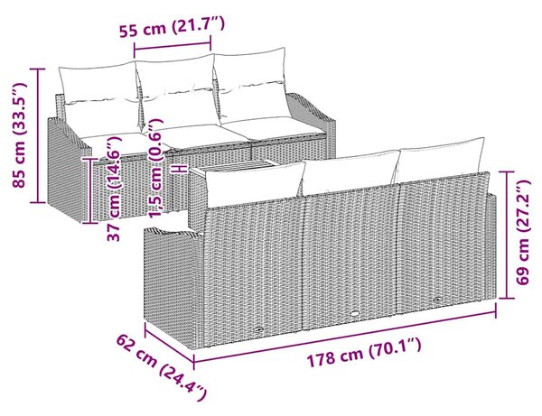 Sada zahradních pohovek 7 ks Černá polyratan 3347779