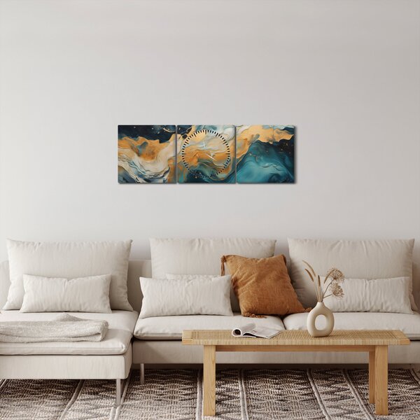 Obraz - Abstrakce (s hodinami) (90x30 cm)