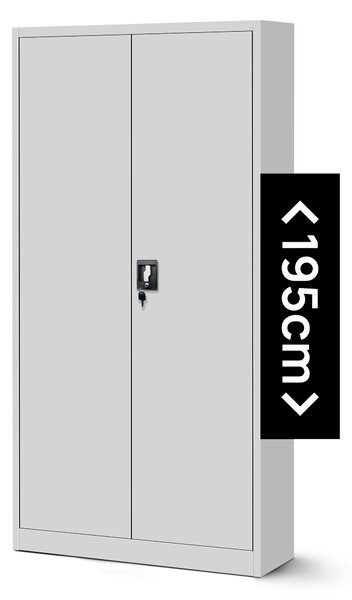 Plechová skříň JAN H, 900 x 1950 x 400 mm, šedá