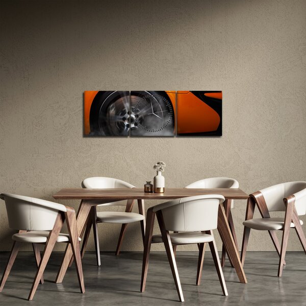 Obraz - Oranžový sporťák (s hodinami) (90x30 cm)