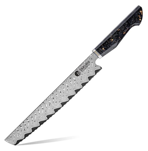 Nůž na pečivo z damaškové oceli AUS10 Kurogane SaKuRo 24 cm
