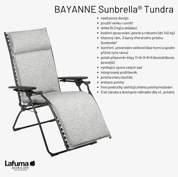 Relaxační křeslo Lafuma BAYANNE Tundra šedá Granit