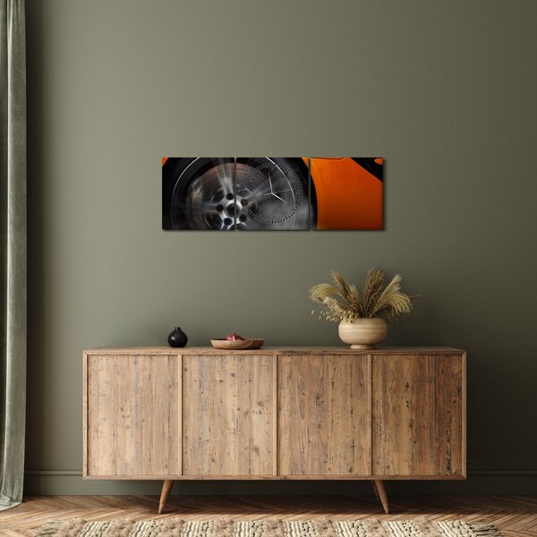 Obraz - Oranžový sporťák (s hodinami) (90x30 cm)