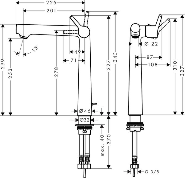Hansgrohe Talis S umyvadlová baterie stojící chrom 72115000