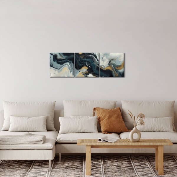 Obraz - Mramorovaná kresba (s hodinami) (90x30 cm)