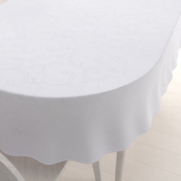 Biante Teflonový oválný ubrus TF-100 Bílé ornamenty s lístky 50x100 cm