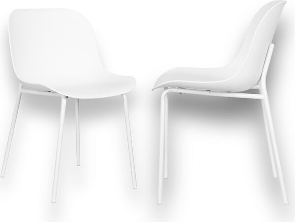 2 ks jídelních židlí ALUMA bílé – sedák z polypropylenu, ergonomické provedení, kovová konstrukce pro kuchyni a jídelnu