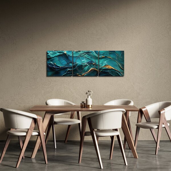 Obraz - Abstraktní textury (s hodinami) (90x30 cm)
