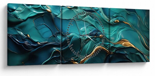 Obraz - Abstraktní textury (s hodinami) (90x30 cm)