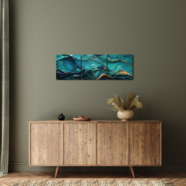Obraz - Abstraktní textury (s hodinami) (90x30 cm)