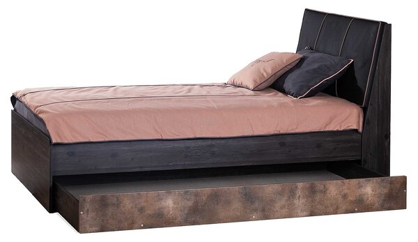 Studentská postel 100x200 se šuplíkem Falko - dub rebap/bronz