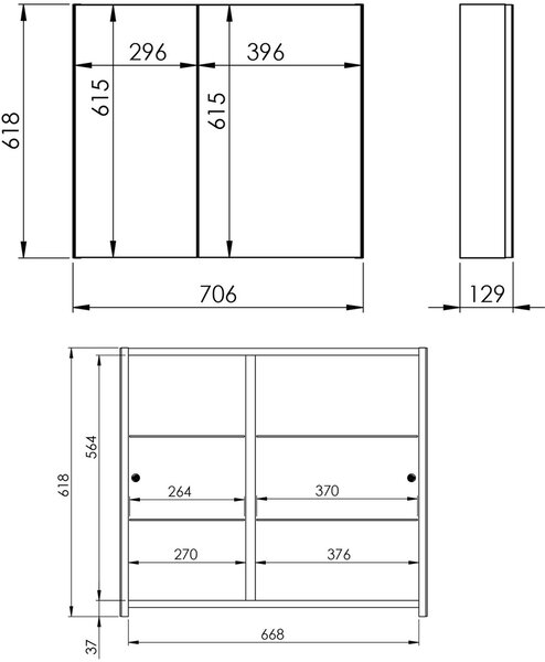 Elita Basic skříňka 70.6x12.9x61.8 cm se zrcadlem RE060700030000