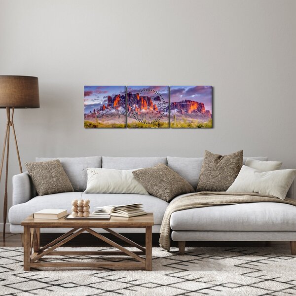 Obraz - Pohoří v Arizoně (s hodinami) (90x30 cm)