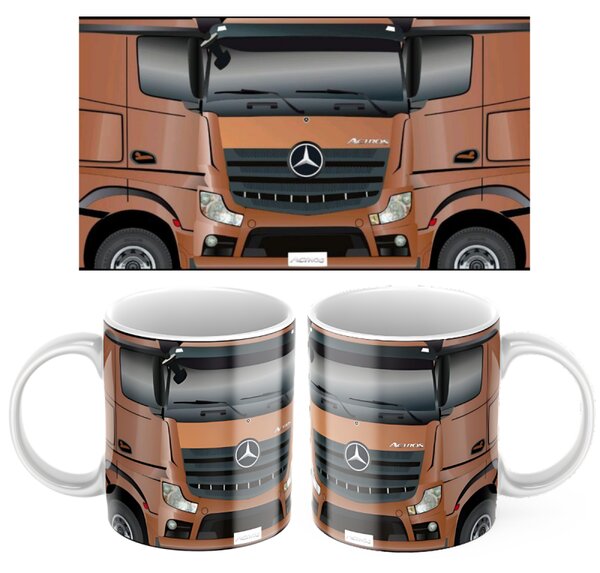 Keramický Hrnek s motivem kamionu Mercedes (Červená) - Kvalitní samolepky.cz
