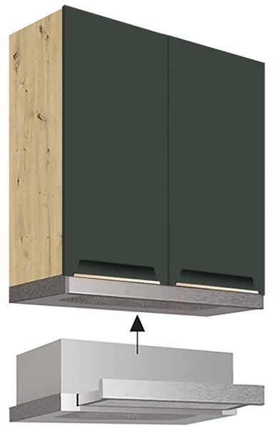GLAMOUR z | horní skříňka GLA-37G na vestavnou digestoř | 60 cm | zelená mat