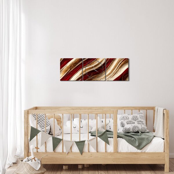 Obraz - Zlato - bílá textura (s hodinami) (90x30 cm)