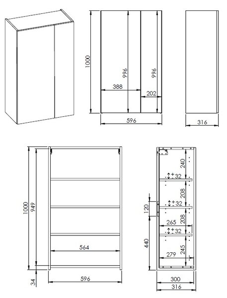 Elita For All skříňka 60x31.6x100 cm boční závěsná dub RE140600067050