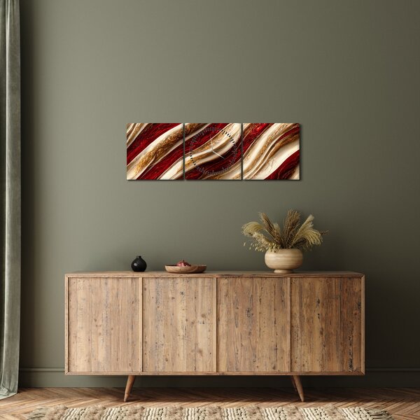 Obraz - Zlato - bílá textura (s hodinami) (90x30 cm)