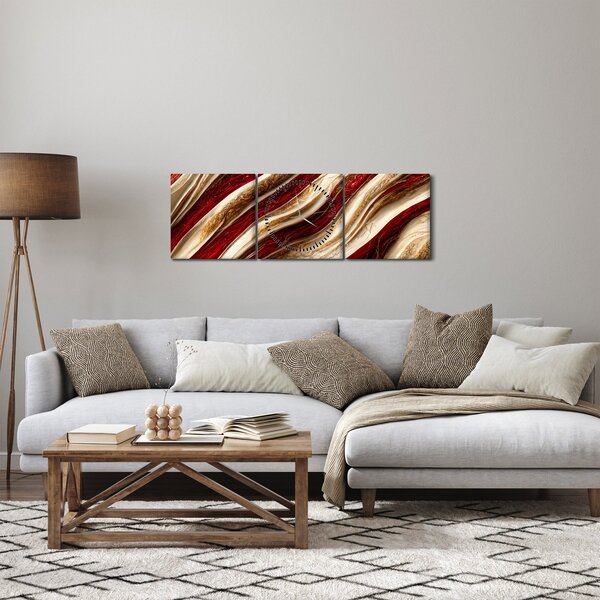 Obraz - Zlato - bílá textura (s hodinami) (90x30 cm)