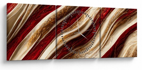 Obraz - Zlato - bílá textura (s hodinami) (90x30 cm)