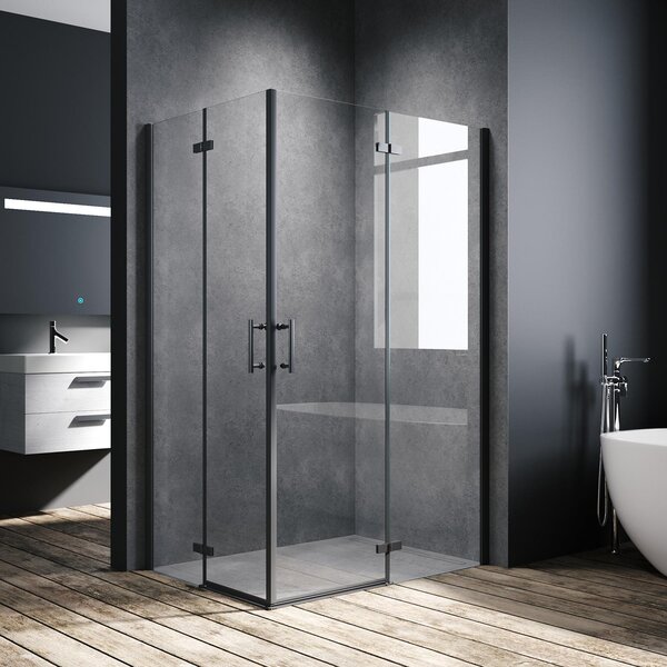 SONNI černý sprchový kout 80x120x195cm křídlové skládací dveře rohový sprchový kout 6mm NANO čiré sklo závěsné skládací dveře rohový vstup koupelna