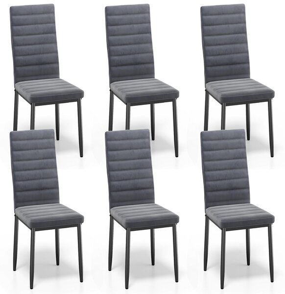 Sada 6 jídelních židlí Bealife TB41 - ergonomické opěradlo, sametový potah v tmavě šedé barvě | Moderní design
