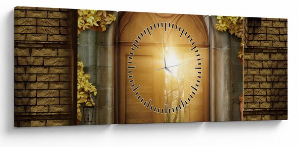 Obraz - Brána v lese (s hodinami) (90x30 cm)