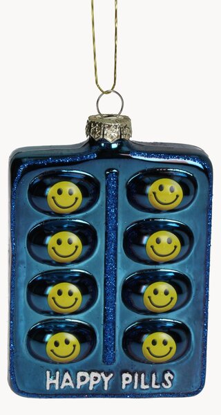 Skleněná vánoční ozdoba Happy Pills