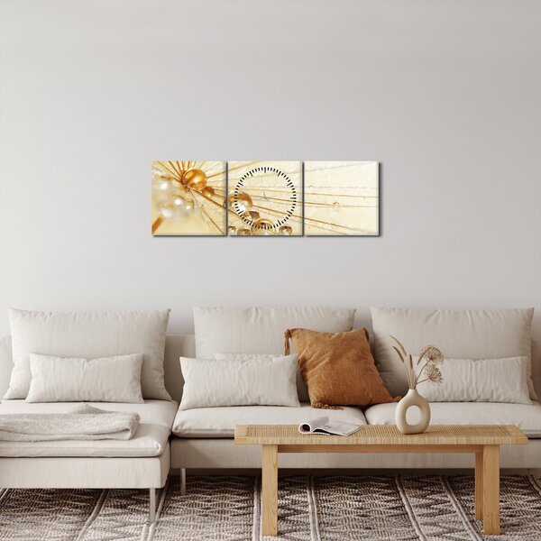 Obraz - Makro fotografie pampelišky (s hodinami) (90x30 cm)