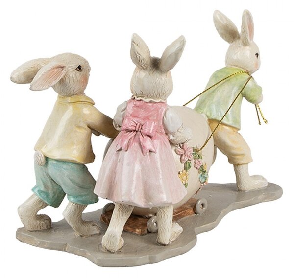 Dekorace králíčci táhnoucí vajíčko - 17*8*11 cm - Clayre & Eef