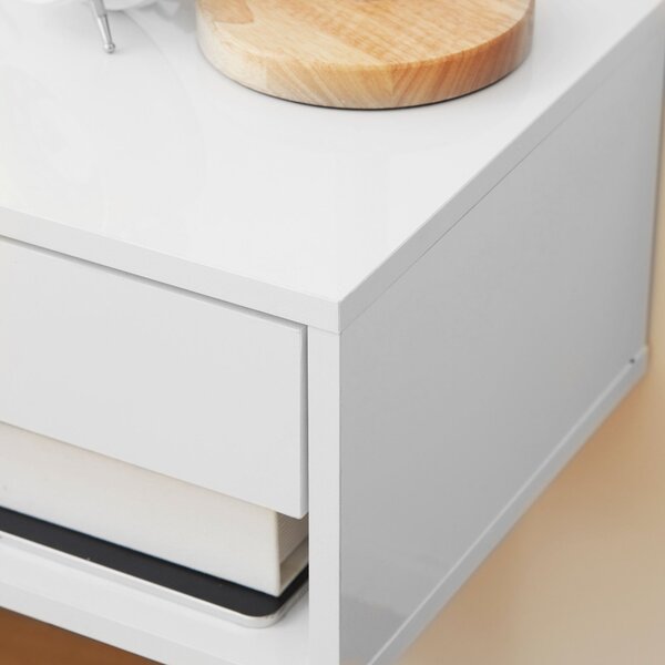 HOMCOM Set 2 Floating Nightstands - Noční stolky se zásuvkou do ložnice a obývacího pokoje 37x32x21 cm Bílá | Aosom