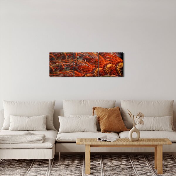 Obraz - Abstraktní imitace peří (s hodinami) (90x30 cm)