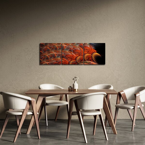 Obraz - Abstraktní imitace peří (s hodinami) (90x30 cm)