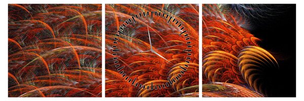 Obraz - Abstraktní imitace peří (s hodinami) (90x30 cm)