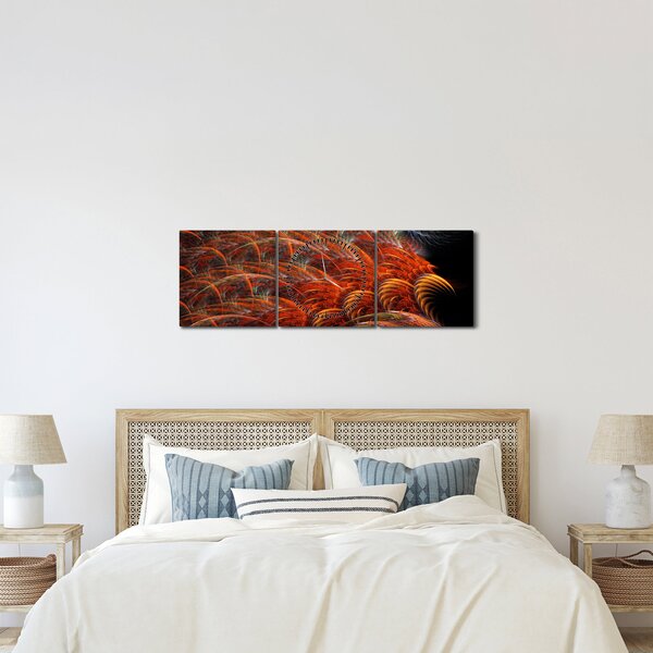 Obraz - Abstraktní imitace peří (s hodinami) (90x30 cm)