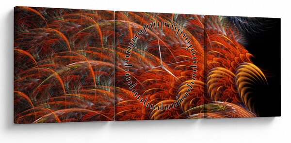 Obraz - Abstraktní imitace peří (s hodinami) (90x30 cm)