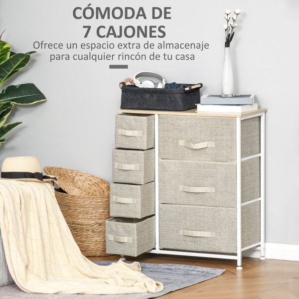 HOMCOM Komoda s 7 Úložnými Kapsami z netkané textilie - 63,5x30x71 cm Šedá | Aosom