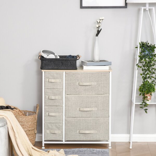 HOMCOM Komoda s 7 Úložnými Kapsami z netkané textilie - 63,5x30x71 cm Šedá | Aosom