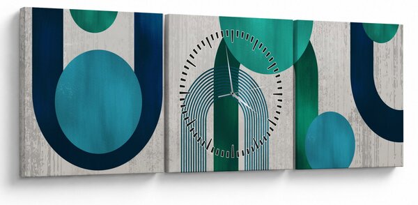 Obraz - Čáry a kruhové tvary (s hodinami) (90x30 cm)