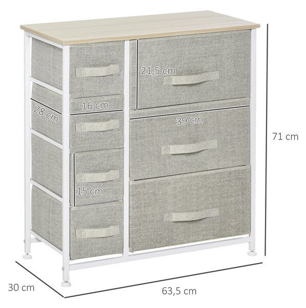 HOMCOM Komoda s 7 Úložnými Kapsami z netkané textilie - 63,5x30x71 cm Šedá | Aosom