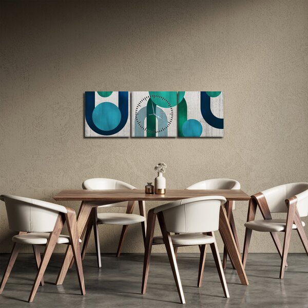 Obraz - Čáry a kruhové tvary (s hodinami) (90x30 cm)