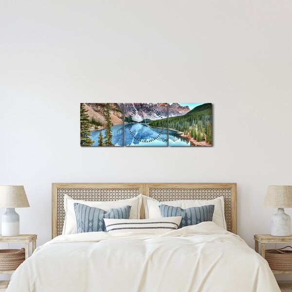 Obraz - Moraine lake (s hodinami) (90x30 cm)