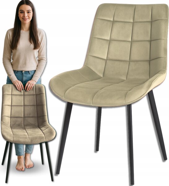 Omna | Jídelní židle Veluform Lux - Béžová - Čalouněná - Kovové nohy - Moderní design