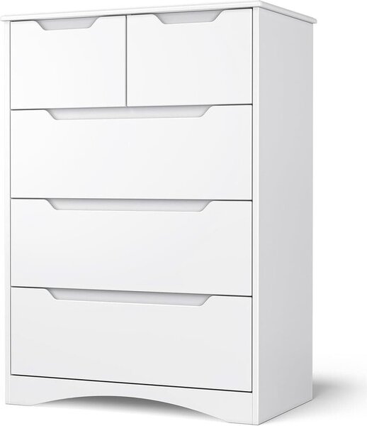 Komoda Bealife s 5 zásuvkami, zásuvková komoda, skříňka, příborník, 72x41x94cm, bílá